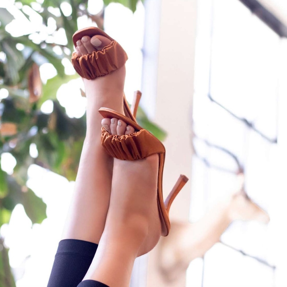 Satin Kitten Small Heel Mules